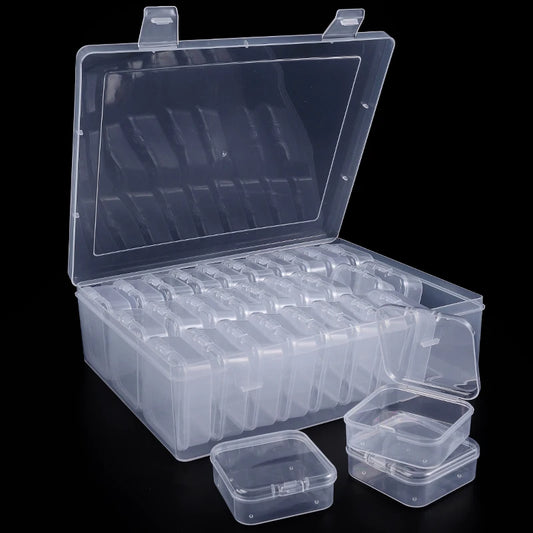 Perle Organizer Box 30Stk Klein Klar Plastik Perle Lagerung Container mit Scharnier Deckel für Lagerung von Kleinen Gegenständen Handwerk Schmuck