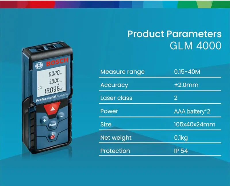 Bosch Laser Entfernungsmesser 30/40/50/100m Distanzmesser Hochpräzision Laser Level Elektronisch Bluetooth Messwerkzeuge GLM 50-27CG