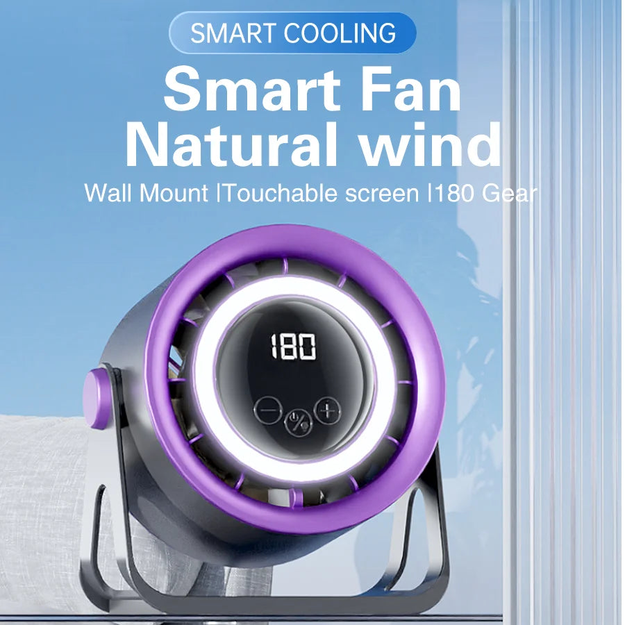 TINSOL 2500mAH Portable Electric Fan with Ambient Light Turbo Mute Electric Fan Desktop Wall Mount Ceiling Air Cooler