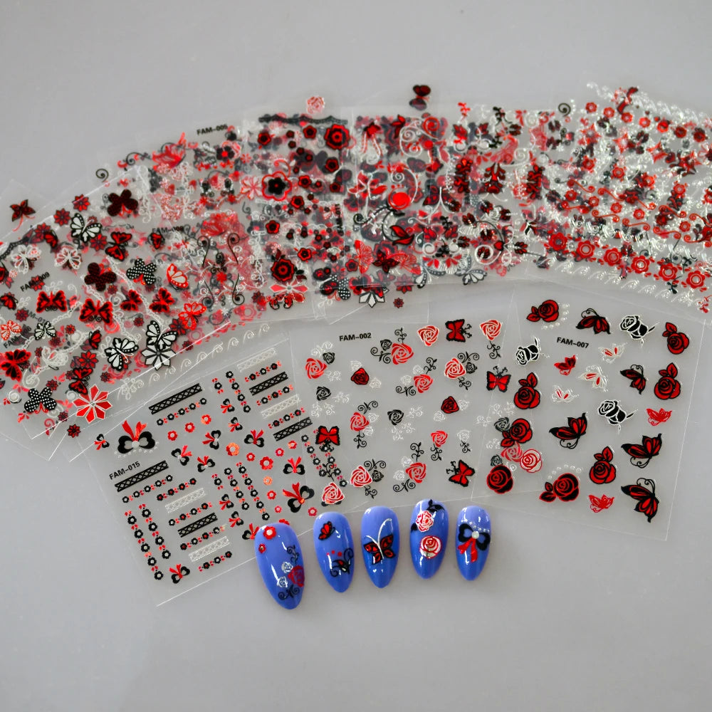 MingLee Nail Art Schmetterling Rose - 30 Stk, Selbstklebend