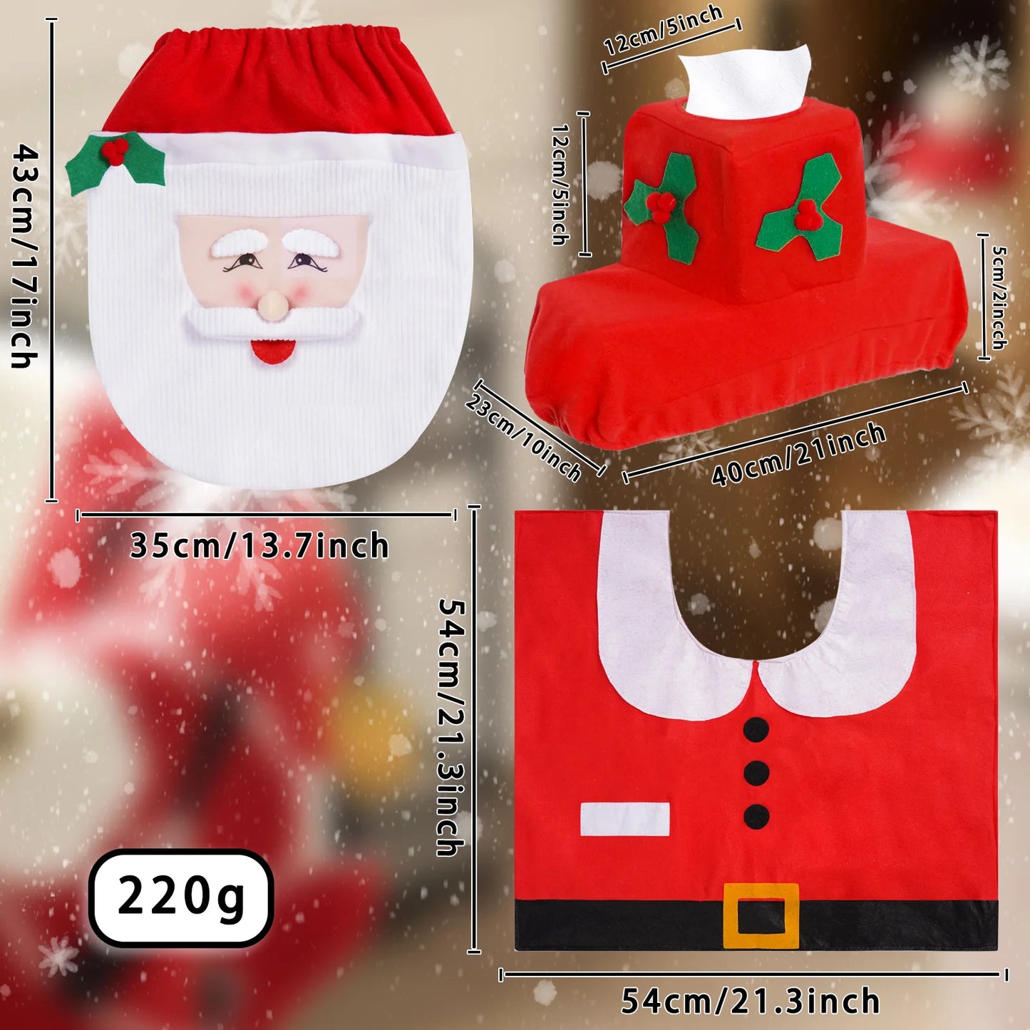 New Cute Christmas Toilet Seat Covers Creative Santa Claus Bathroom Mat Xmas Supplies for Home New Year Navidad Gift Decor 2024