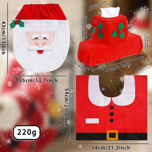 New Cute Christmas Toilet Seat Covers Creative Santa Claus Bathroom Mat Xmas Supplies for Home New Year Navidad Gift Decor 2024