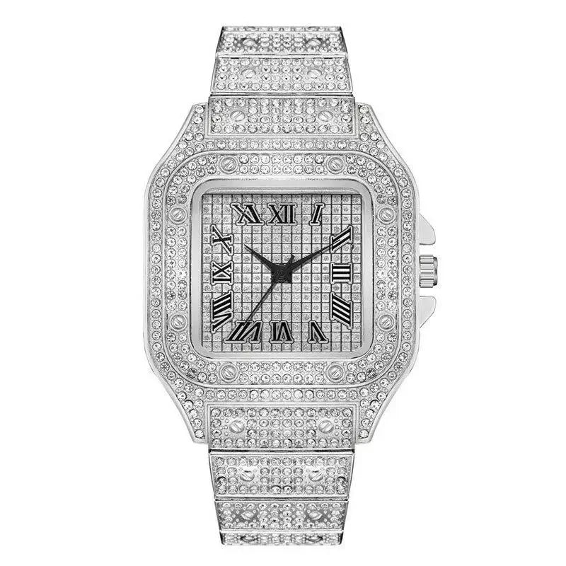 Luxus Diamant Herren Damen Uhren - Gold Uhr Damen Armbanduhr - Luxus Strass Unisex Armband Uhren Weiblich Uhr 2024 Neu