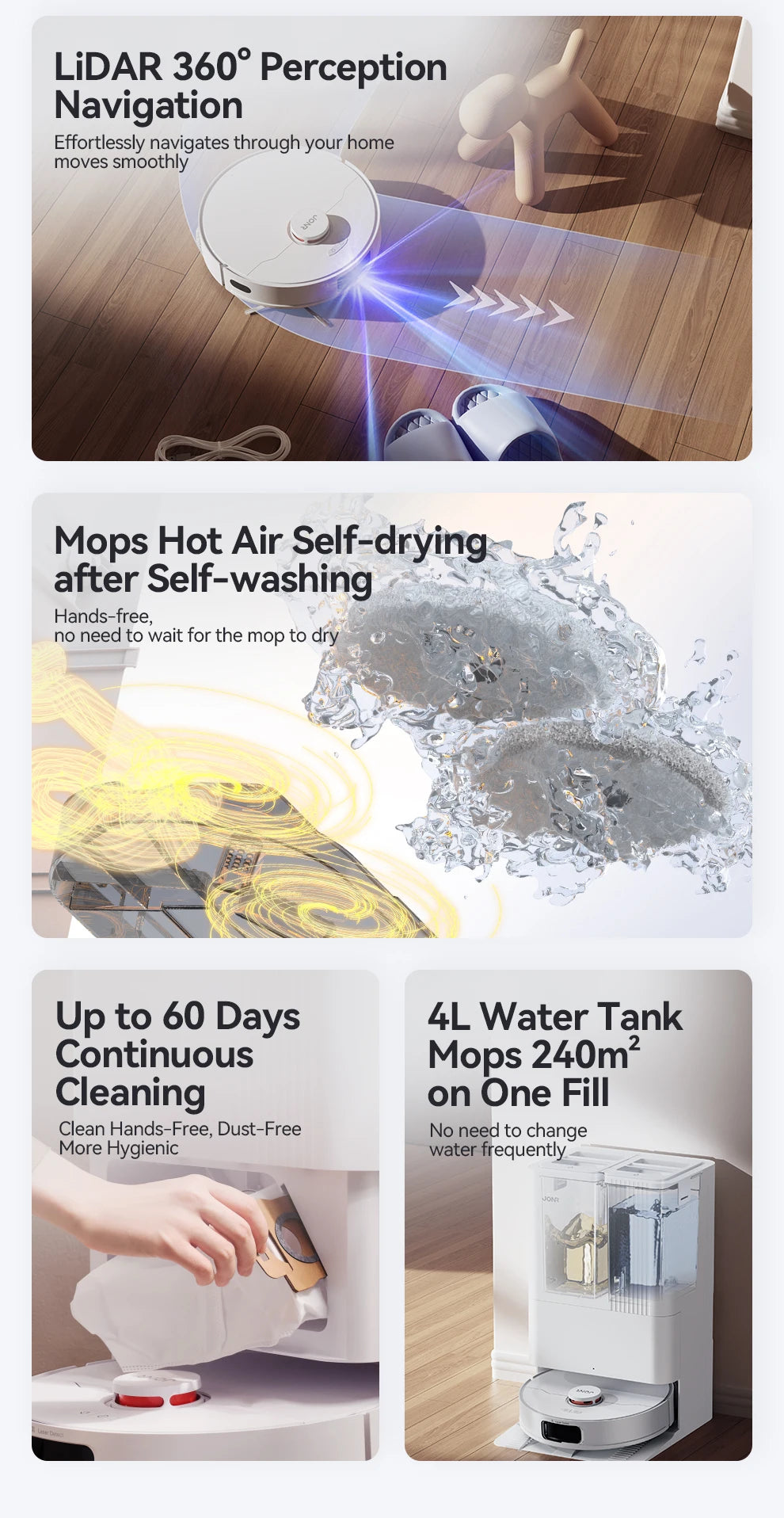 JONR P20 Pro Wischfunktion - Staubbeutel 3L Robot-Leistung 50W Wassertank 4L