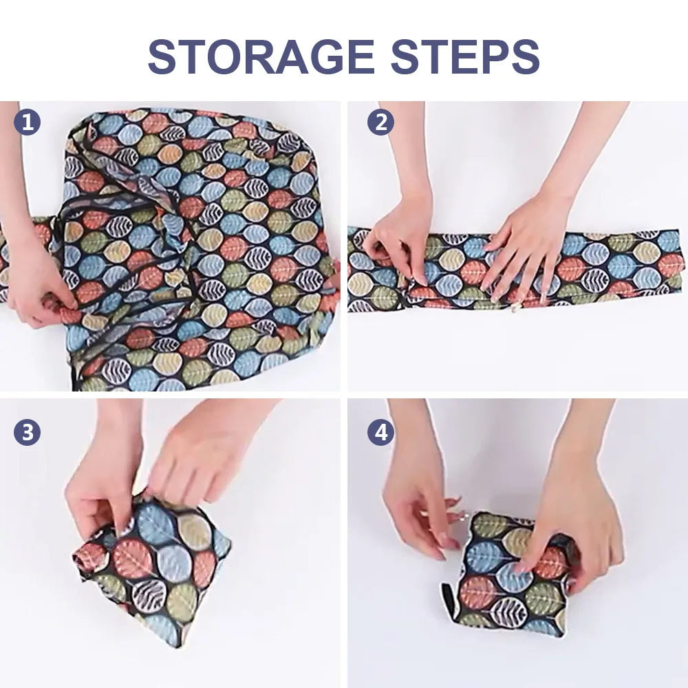Foldable Shopping Bag Reusable Travel Grocery Bag Eco-Friendly Beach Toy Storage Bags Lemon Printing Tote Pouch Bag Package