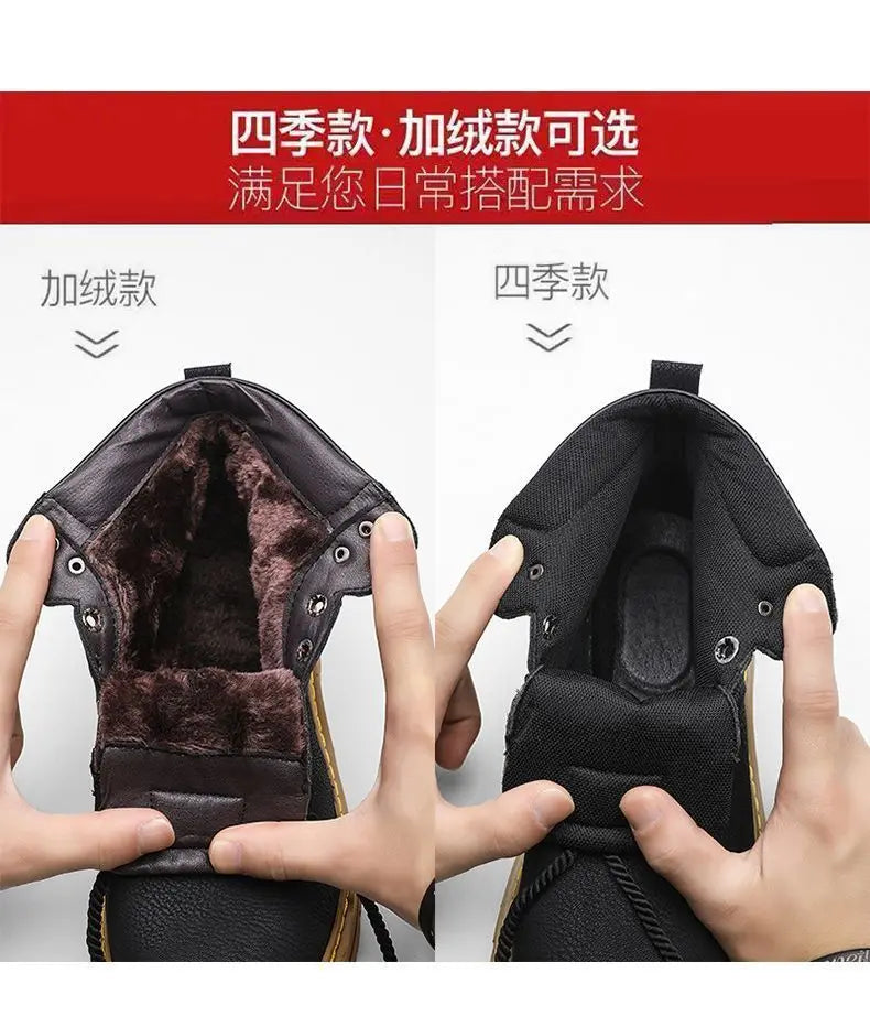 DUTRIEUX Lederstiefel Bequeme Plattform - Größe EU 42-46, EVA-Innenbett, Rutschfeste PU-Sohle