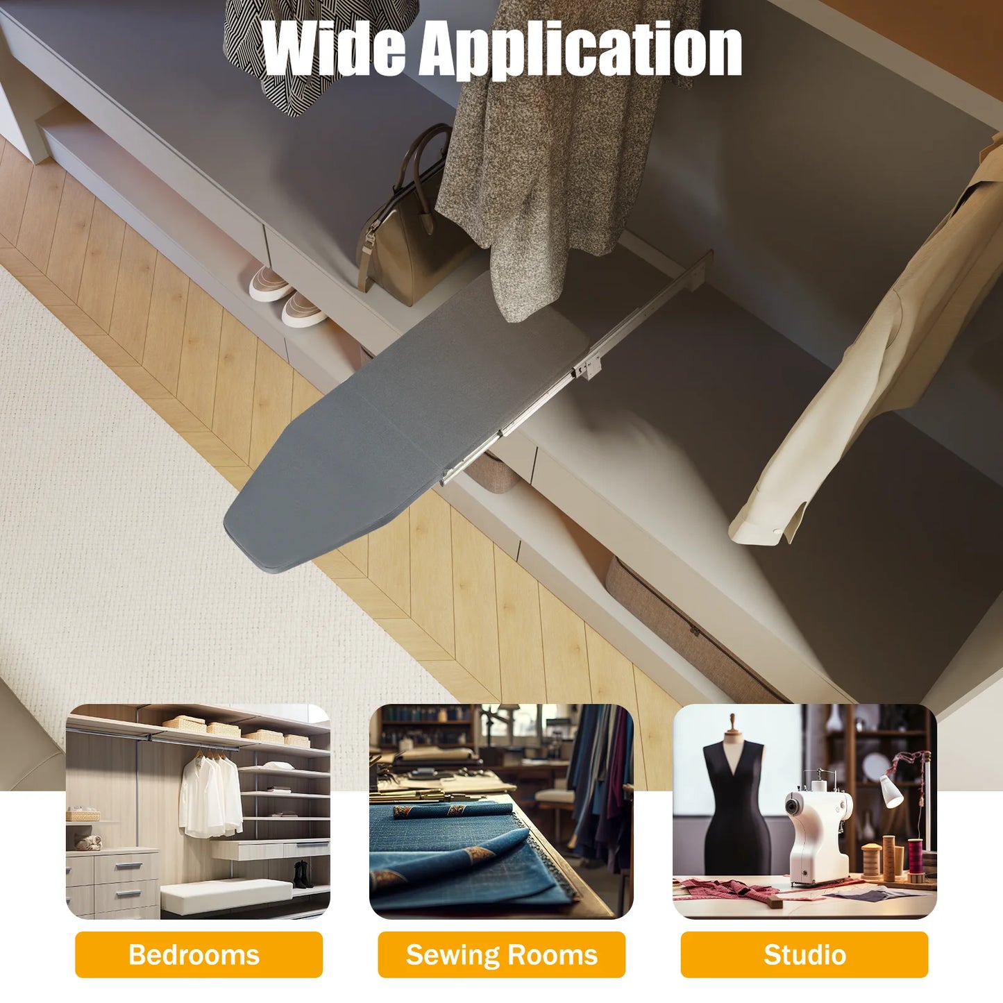 Faltbarer Bügelbrett-Schrank Grau 180 ° Rotation Pull-out Folding Für Verschiedene Kleidungsstücke