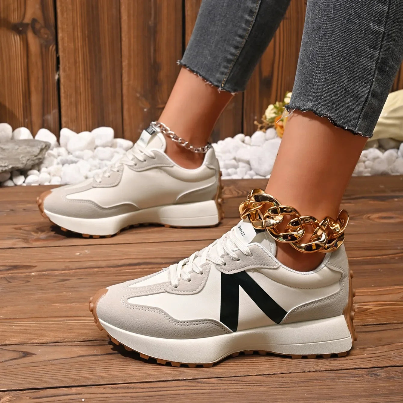 Meilecheng Damen Sneakers Bequem - Rutschfest PU Innensohle