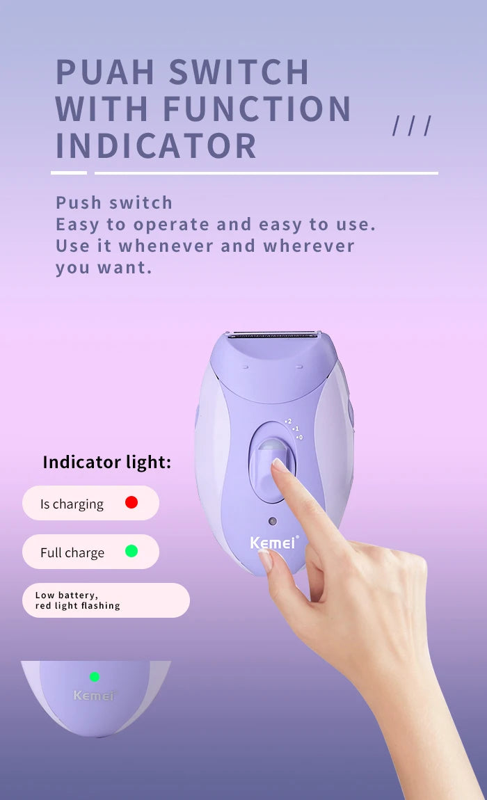 Kemei 4in1 Women Epilator Electric Shaver Facial Body Hair Removal Lady Leg Bikini Trimmer Hair Remover Underarms Rechargeable