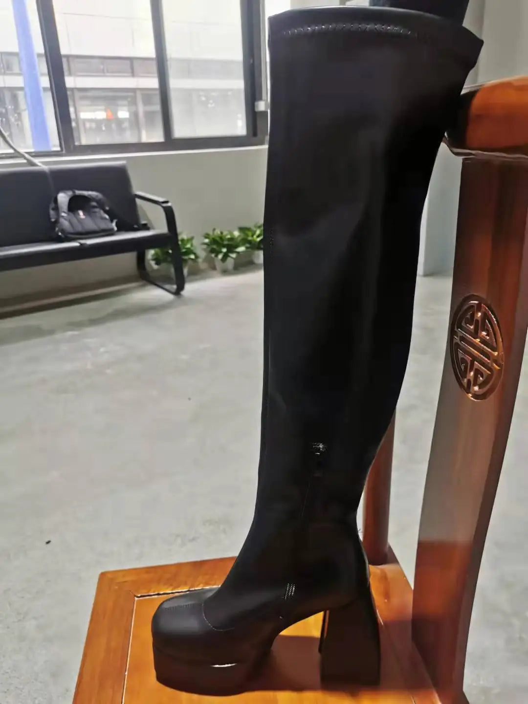 Comemore Kniehohe Plattformstiefel Punk - Kniehoher Schaft, Plattform, Absatz 8 cm