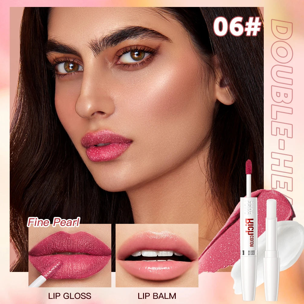 Double Head Matte Liquid Lipstick & Lip Plumper Oil Waterproof Long-Lasting Makeup Lip Balm Reduce Fine Lines Lipgloss Cosmetics