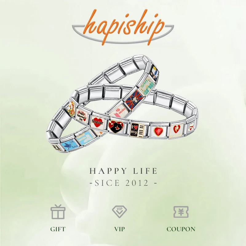 Hapiship Original Gänseblümchen Pferd Liebe Schmetterling Mama Hund Motorrad Elefant Charm für Armband Edelstahl Schmuck Herstellung DJ003