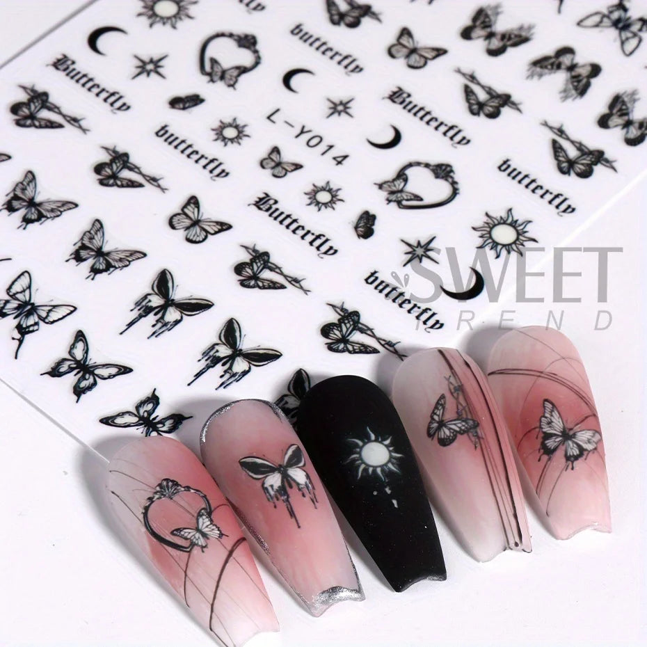 Nagel-Sticker 2025: 3pcs Luminous-Butterfly Glow-Dark - Manicure Art Collection