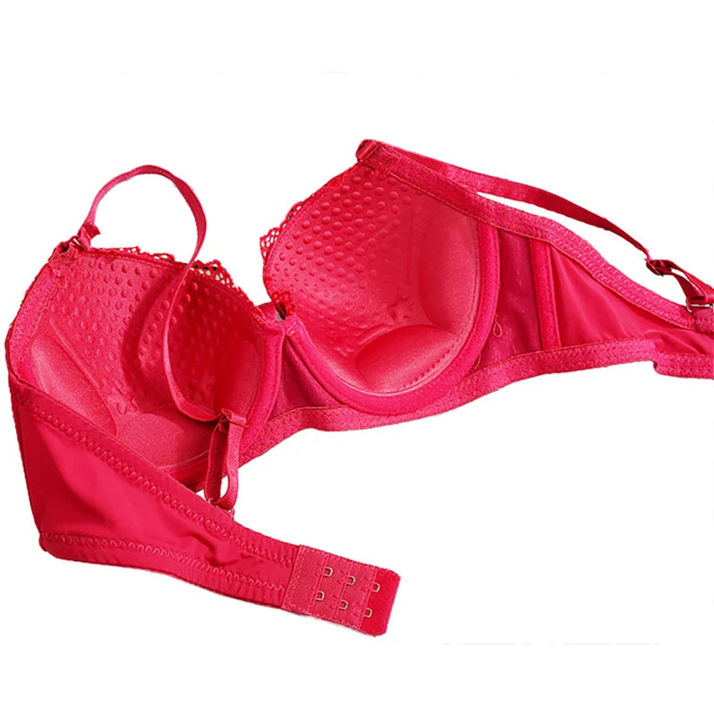 BH 2025: Ladies Sexy Lace Push Up Bra with Underwire Bow Bralette - Female Underwear Lingerie Adjustable Straps Gathered Brassiere 2024 Collection