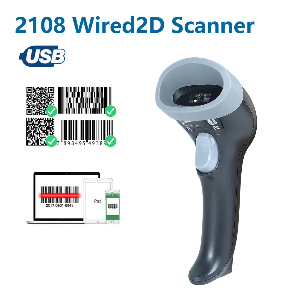1D/2D Supermarkt Handheld Barcode Bar Code Scanner Leser QR PDF417 Bluetooth 2.4G Drahtlos & Verkabelt USB Plattform - 12.02€