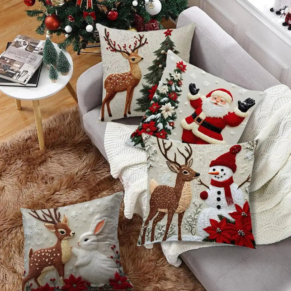 Home Decor Throw Pillow Cover Home Textile Xmas Pillow Cases Pillowslip Christmas Pillowcase Red Snowman Rabbit Elk Decoration