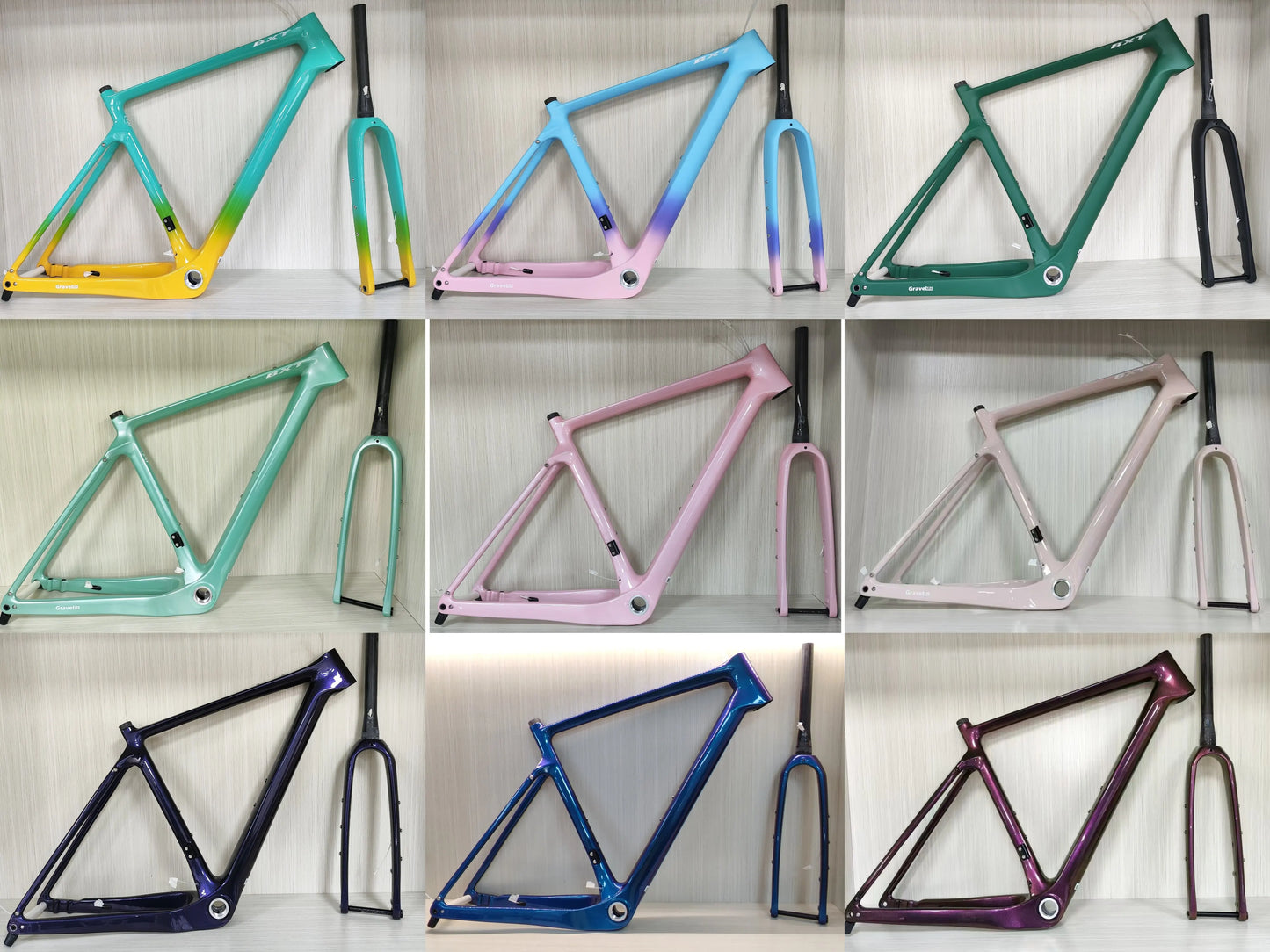 BXT Carbon Gravel Bike Frame Fully Hidden Cable Carbon Frame Fork Thru Axle Gravel Disc Brake Carbon MTB Road Bicycle Frame 27.5