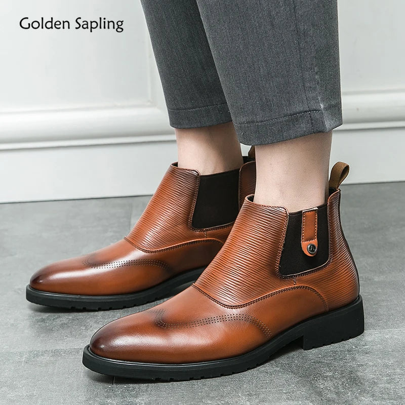 Golden Sapling Chelsea Boots Slip On - Knöchelhoch, EU Größe 42, Flacher Absatz Bequem