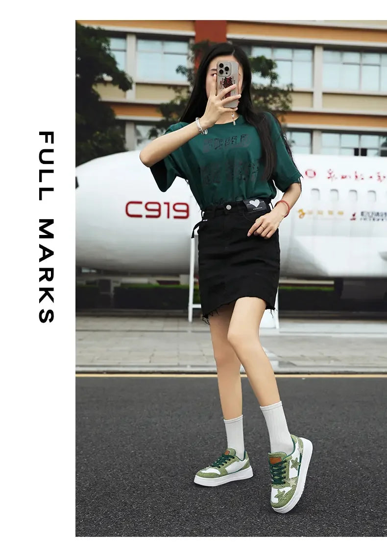 Men's Sneakers Fashion Star Skate Shoes Punk Hip Hop Style Student Sports 2 Summer All-match Non-slip Booster Casual Shoes