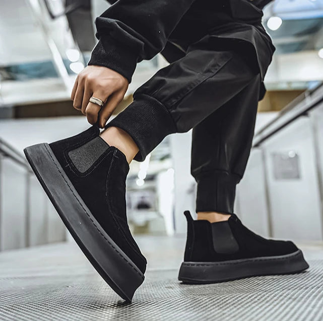 Ghete Chelsea Shangkaka cu platformă, croială înaltă - Mărimea 44, Înălțimea tocului 2 cm, Înălțimea gleznei