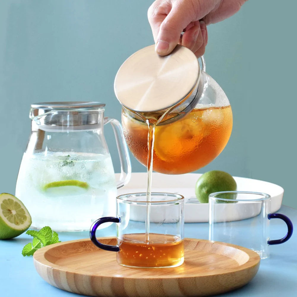 Clear Glass Teapot With Removable Filter Lid Easy Cleaning Tea Brewings Pot Stylish Reusable For Office/Home Housewarming Gift
