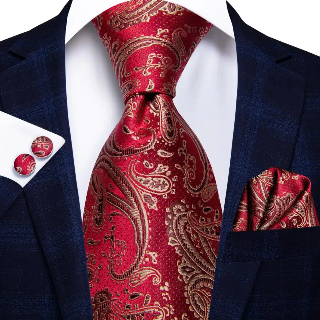 Hi-Tie Seiden-Herren-Krawatten-Set Blumenmuster Gelb Gold Krawatten und Taschentücher Manschettenknöpfe-Set Herren-Hochzeits-Party-Anzug-Mode-Halskrawatte C-3053