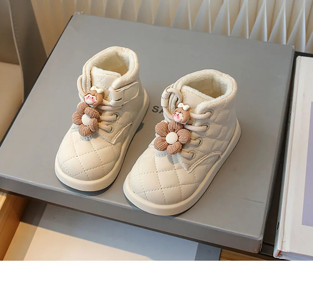 Winter Schneeschuhe für kleine Mädchen Trend Mode niedlichen karierten Mädchen Schneeschuhe Kunst pelz Baumwolle Schuhe Plüsch Mode Stiefel