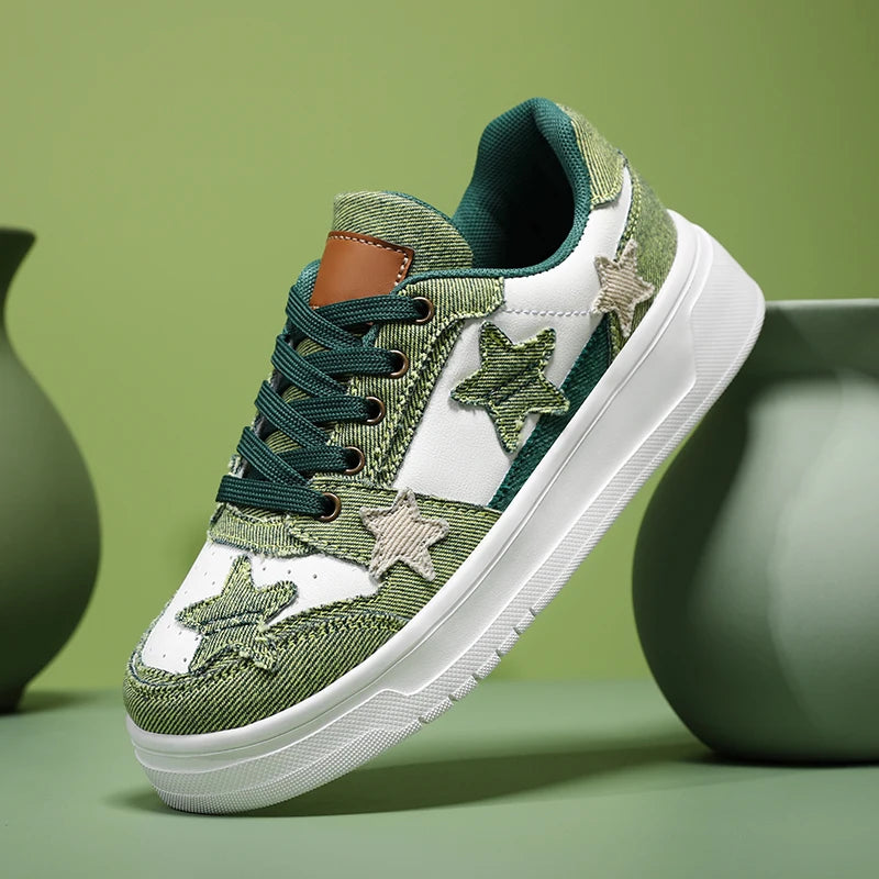 Men's Sneakers Fashion Star Skate Shoes Punk Hip Hop Style Student Sports 2 Summer All-match Non-slip Booster Casual Shoes