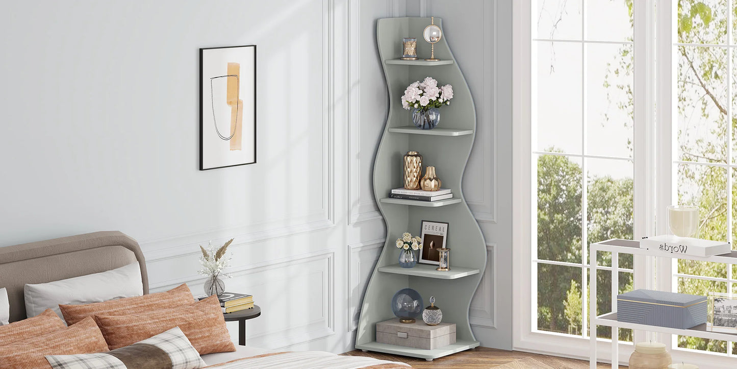 Tribesigns Bücherregal Eckregal 5-stufig Pflanzenständer Wohnzimmer