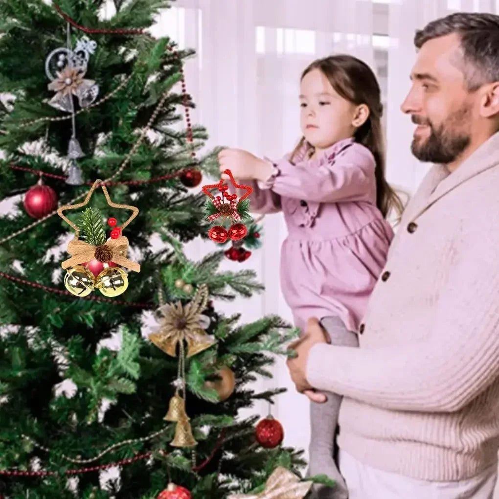 1–10 Stück Weihnachtsglocken-Anhänger mit rotgoldenen weißen Tannenzapfen und Schleife für Baumschmuck und Bastelbedarf für Feiertage