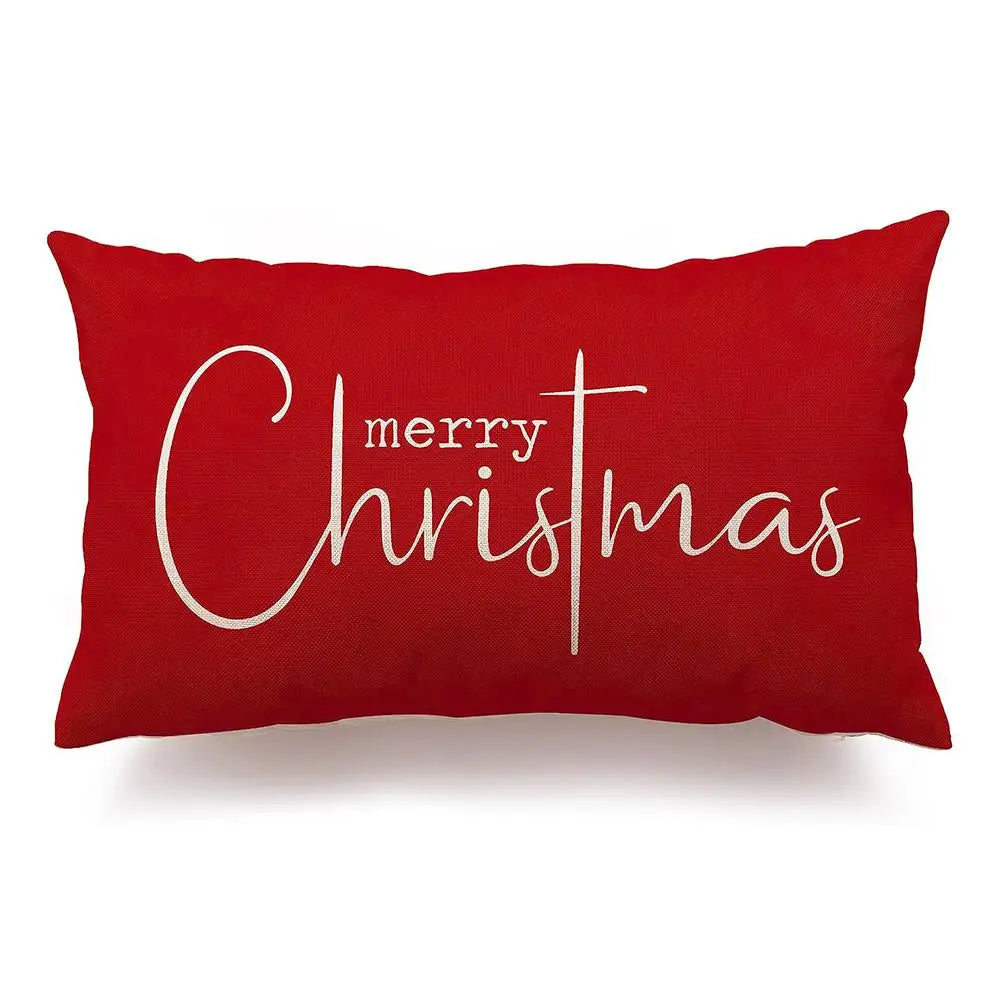 Merry Christmas Decorative Pillow Cover 30x50cm Linen Throw Pillowcase Christmas Decorations Home Decor Bedroom Cushion Cover