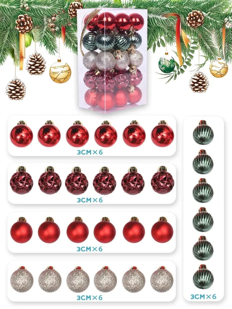 Choice Weihnachtskugeln Set 5 Stil 3 Cm - 30 Stück Glänzend Matt