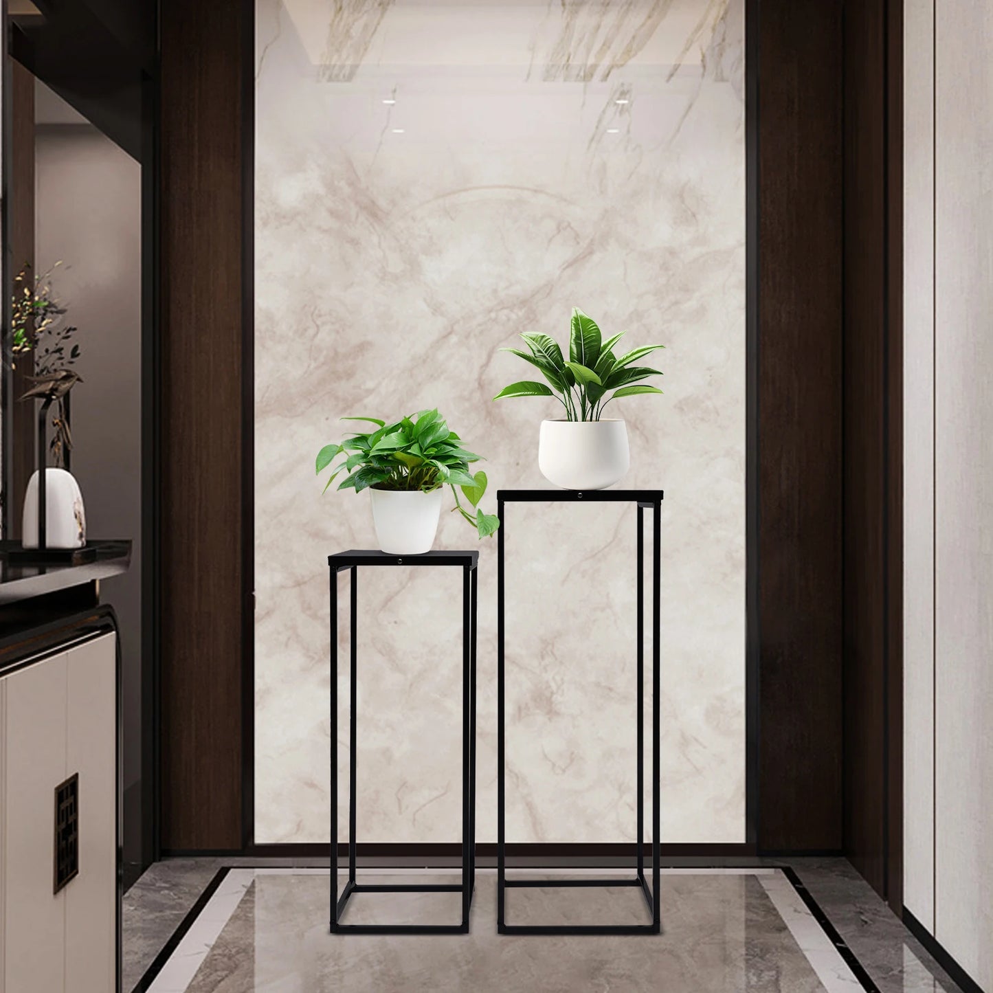 Bymaocar Pflanzenständer-Set 70/60 cm Metall Tragfähigkeit 4-5 kg