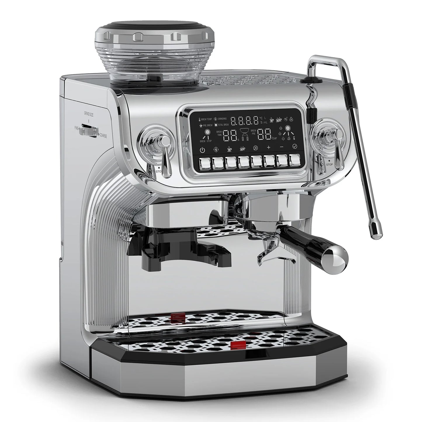 Mcilpoog TC530 Semi Automatic Coffee Machine with Grinder & Powerful Steamer,5.5-Inch Display,Coffee Maker for Home and Office.