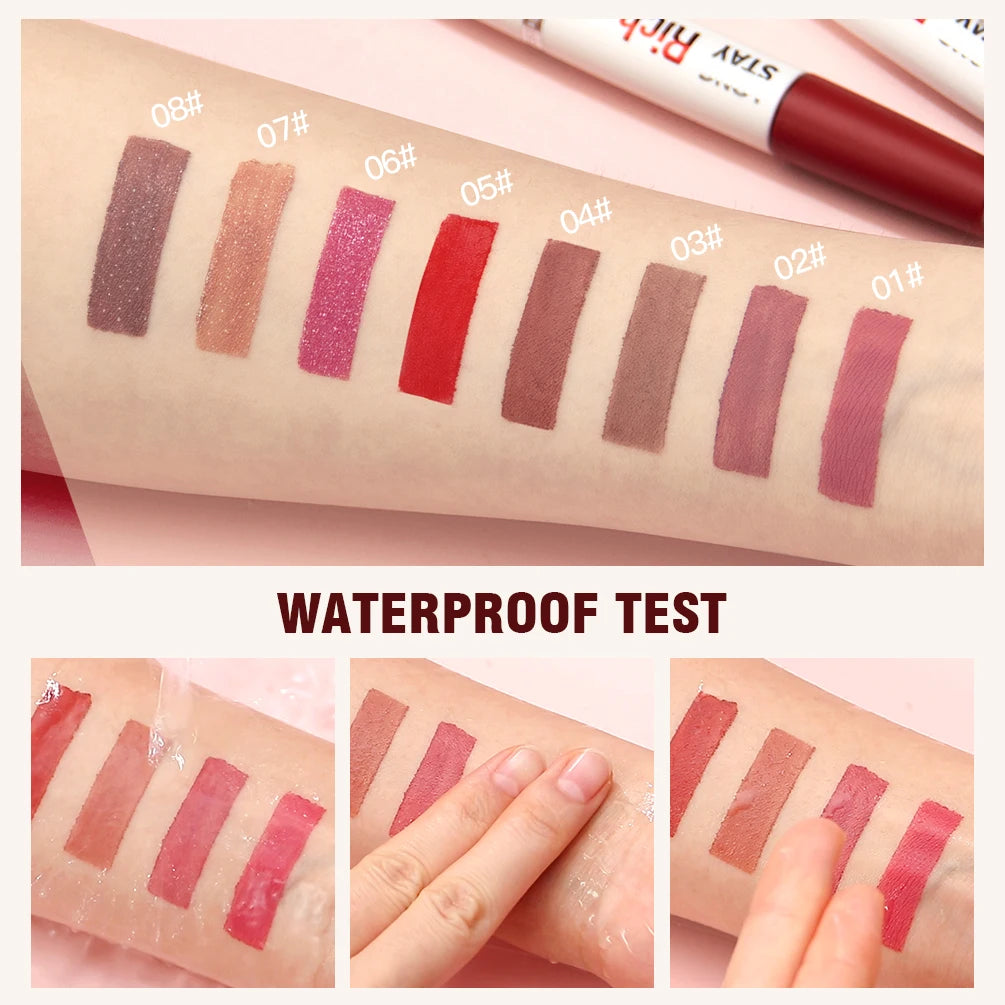 Double Head Matte Liquid Lipstick & Lip Plumper Oil Waterproof Long-Lasting Makeup Lip Balm Reduce Fine Lines Lipgloss Cosmetics