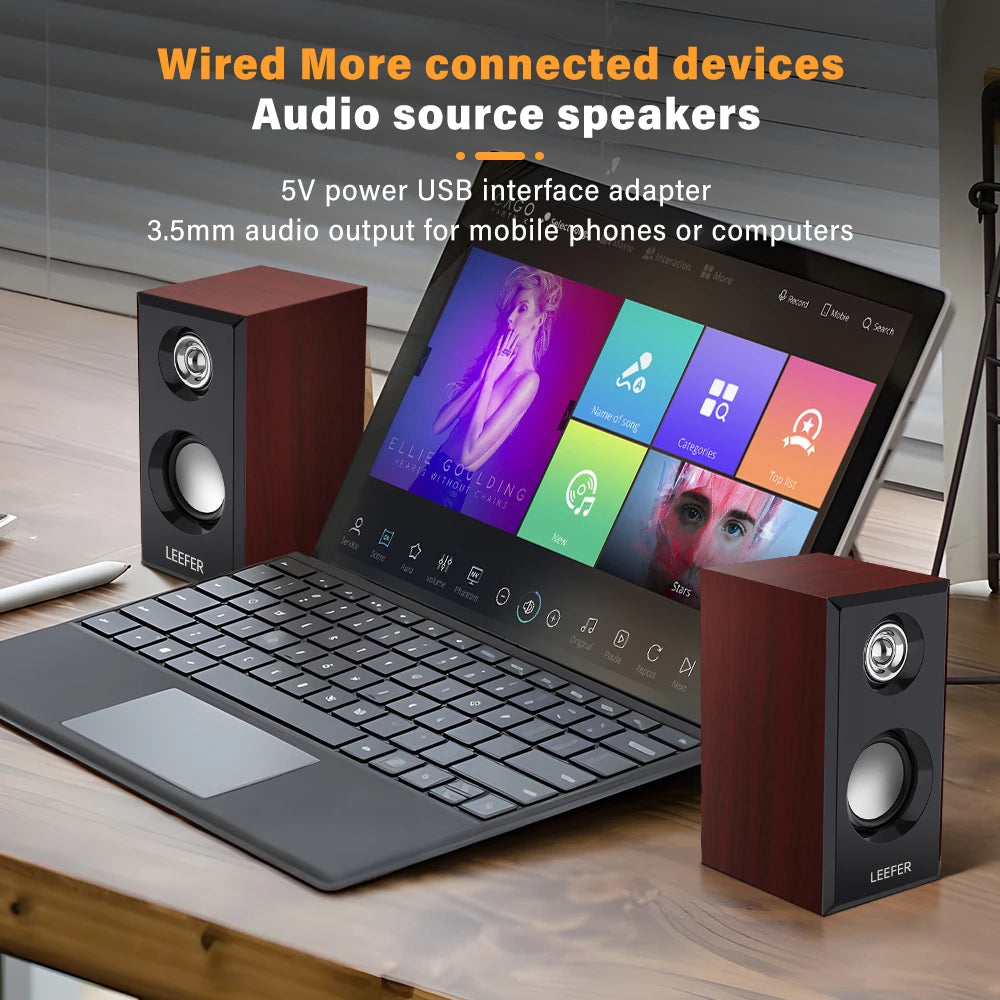Computer-Lautsprecher 2025: Computer Desktop Wired Wooden Speakers - USB-powered 3.5mm Audio Jack Surround Sound 4D Speakers Smartphone Computer Speakers Collection