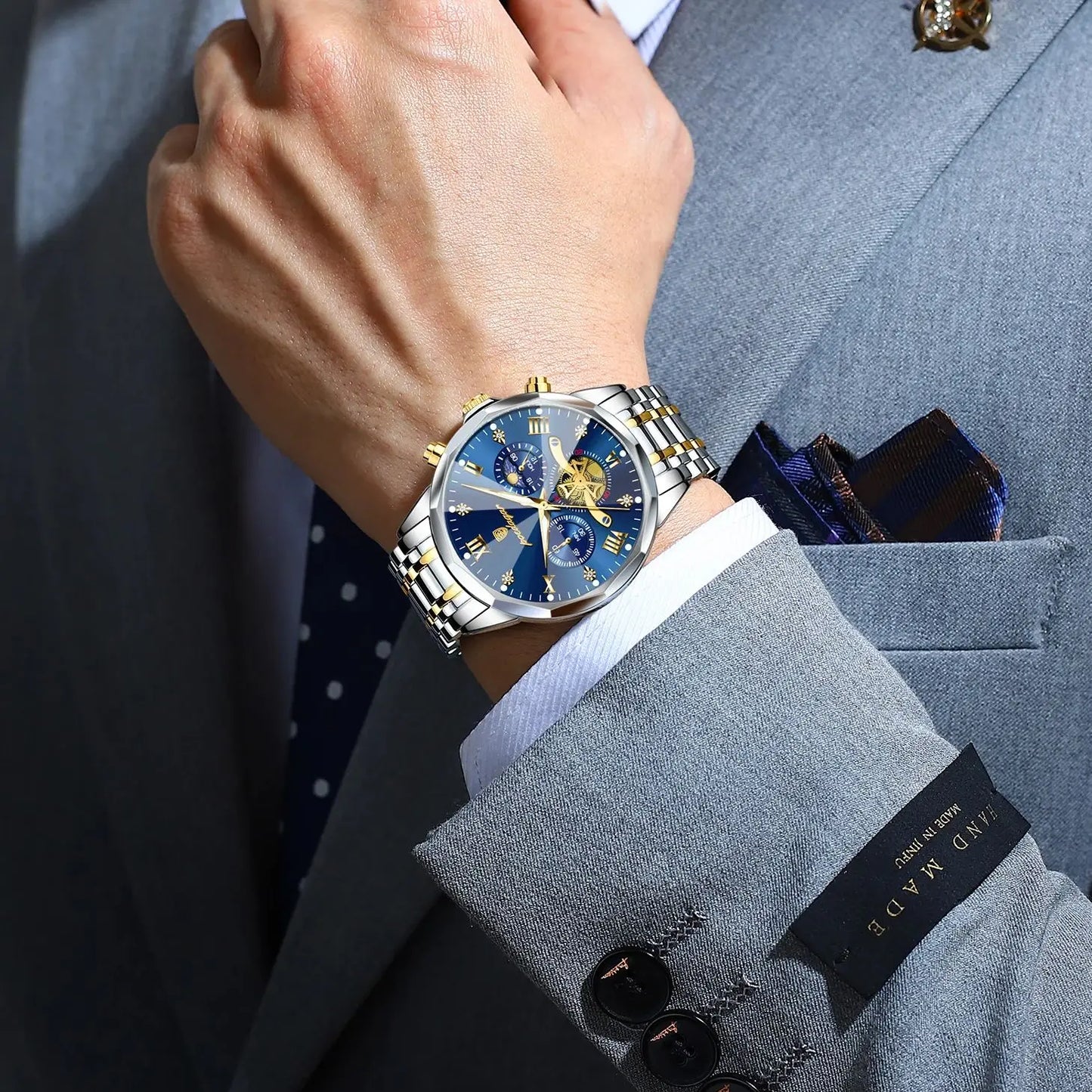 POEDAGAR Luxus Chronograph - Kapazität Batterie QUARTZ 13mm