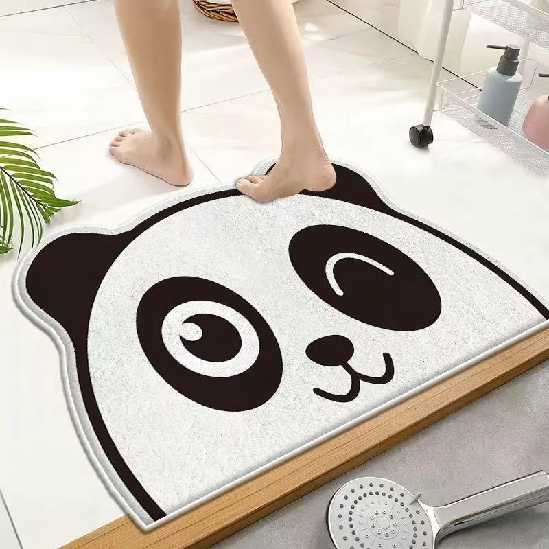 Panda Cartoon Dog Pattern Soft Cushion Bath Mat Quick Dry Super Absorbent Non-slip Bathroom Rug Diatom Mud Carpets Waterproof