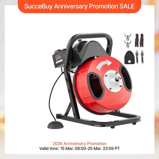 VEVOR Rohrreinigungsmaschine Manuelle Spirale - Rohrdurchmesser 2-4 Zoll by Golden Bridge Store