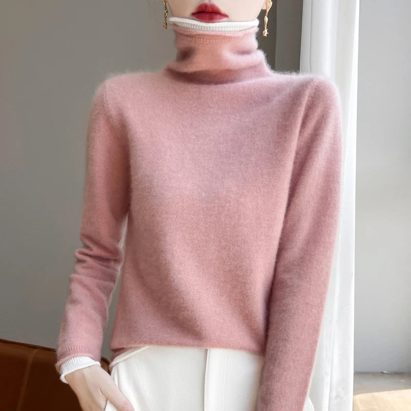 SHUANGYANROADCN Merino Rollpullover - Größe M, Merinowolle