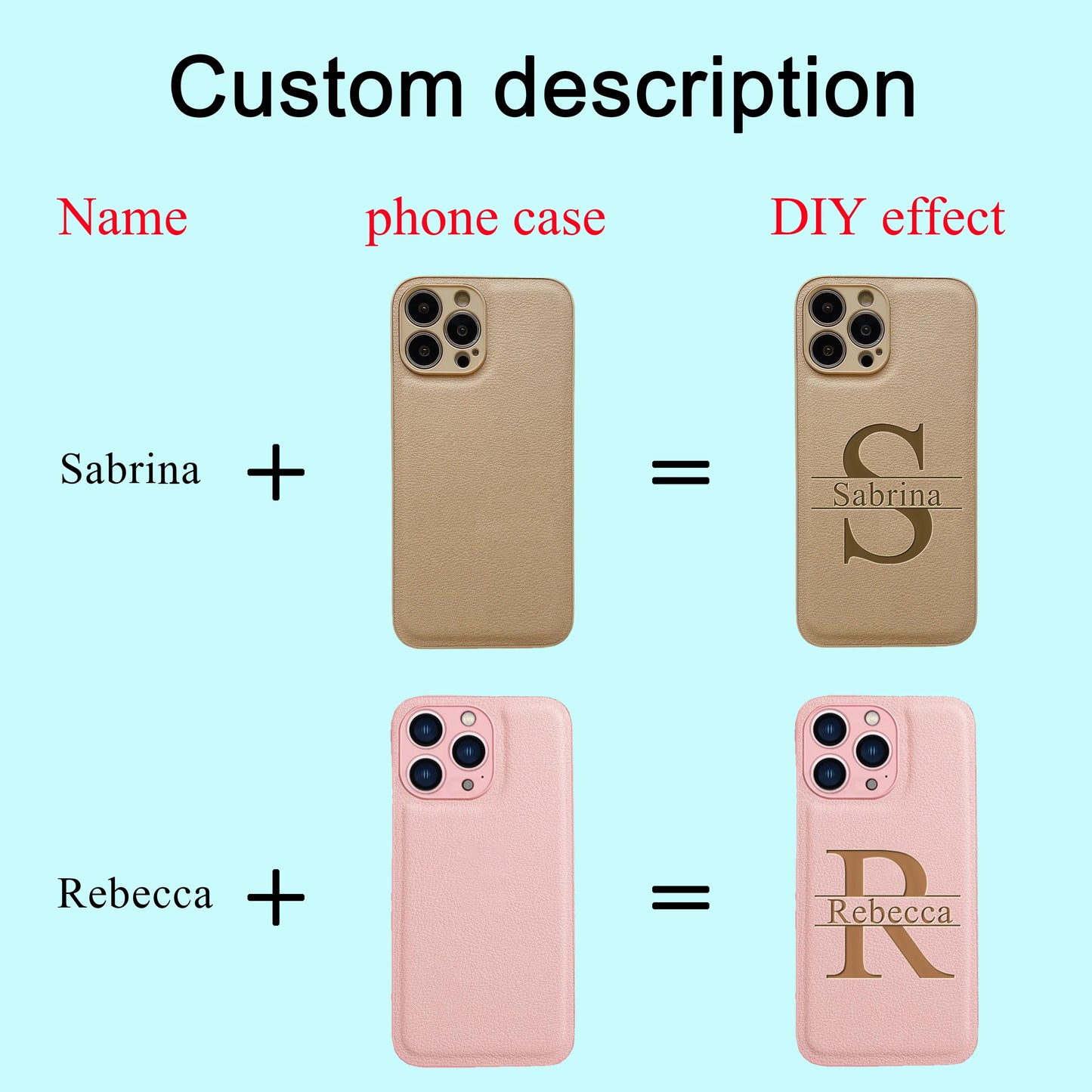Your name letter case on iPhone case luxury leather cover