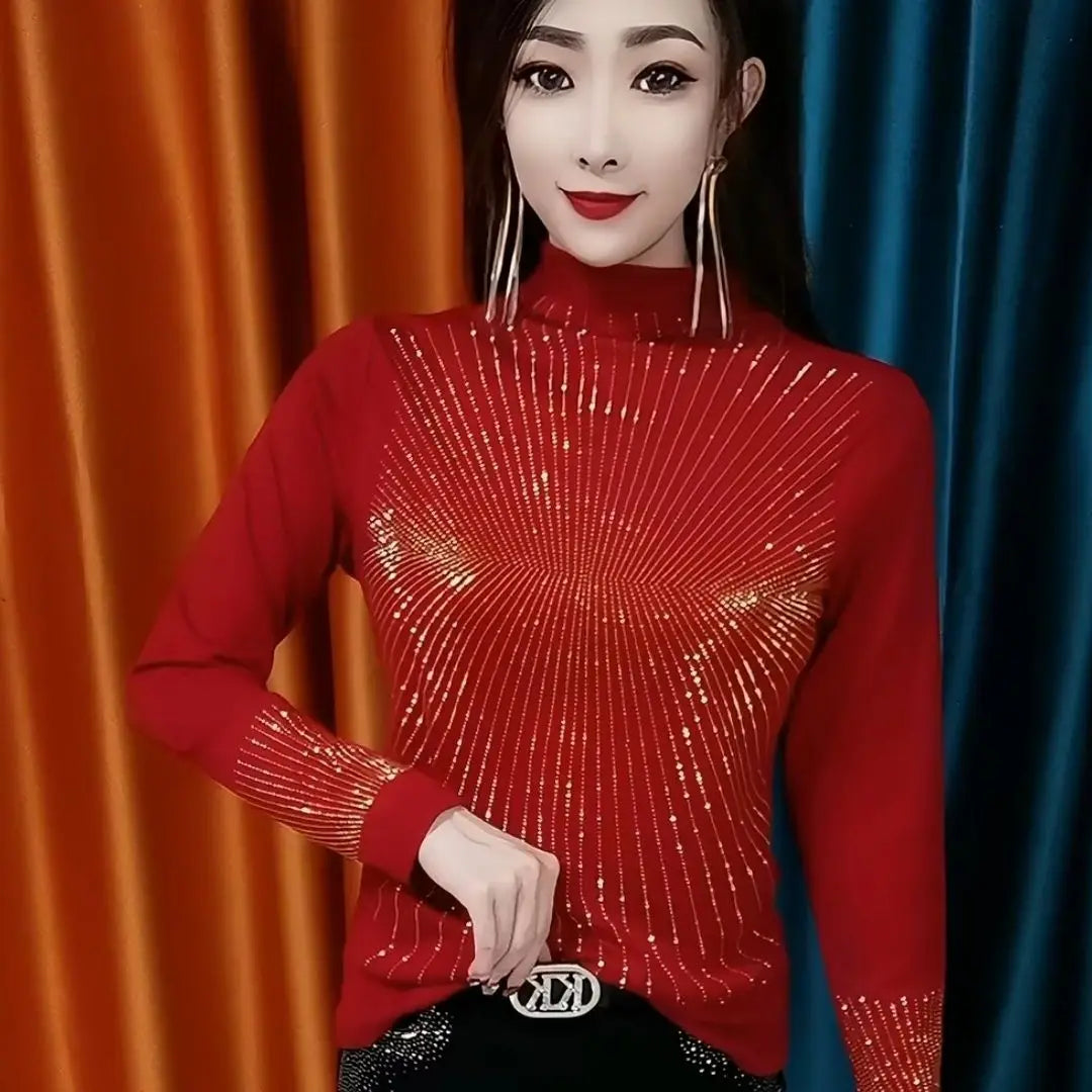 COZOK Pailletten Rollkragenpullover - Größe XL Polyester