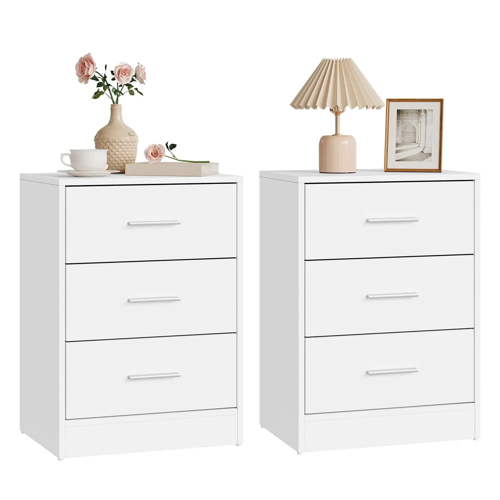 WOLTU 2 Teile/satz Nachttisch Nachttisch 39x54x28cm Beistelltisch mit 3 Schubladen Moderner Aufbewahrungsschrank für Schlafzimmer Wohnzimmer by Golden Bridge Store