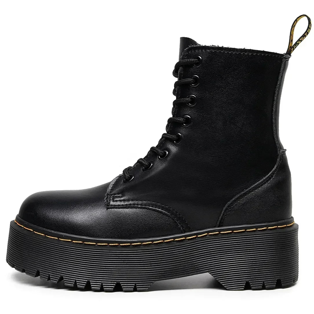 Ghete cu platformă din piele naturală CN Guangdong - Înălțimea tocului 3-5 cm, Platformă 2 cm, Mărimea EU 36-41