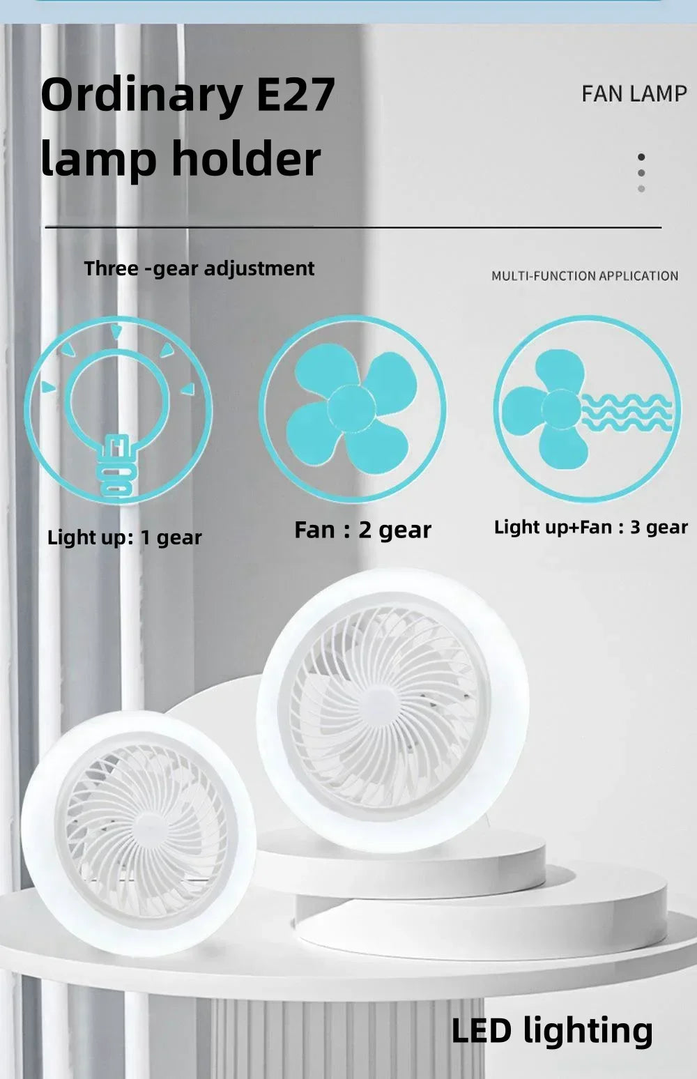 Smart 2 In 1 Deckenventilator Mit Fernbedienung Beleuchtung E27 Umschaltbasis Beleuchtungsbasis Für Schlafzimmer Und Wohnzimmer