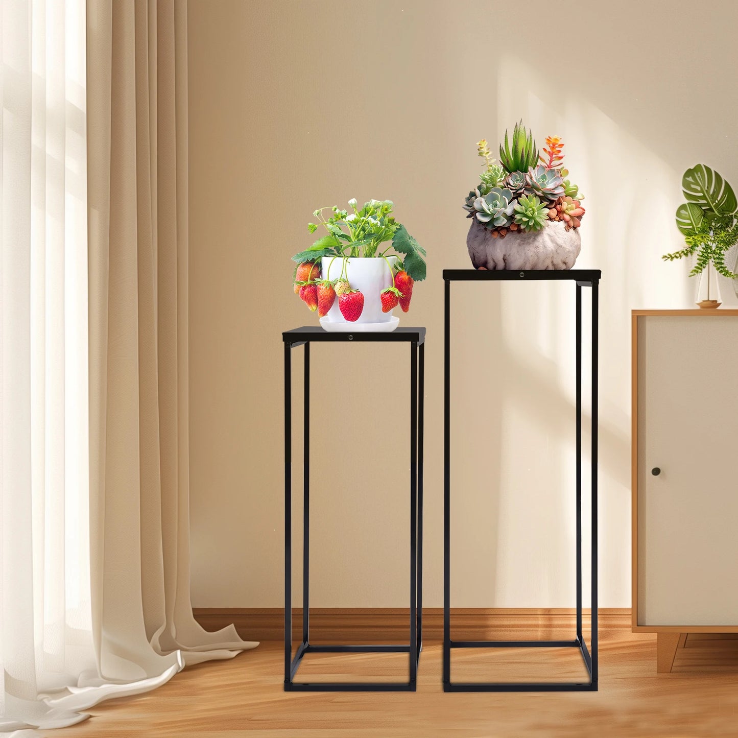 Bymaocar Pflanzenständer-Set 70/60 cm Metall Tragfähigkeit 4-5 kg