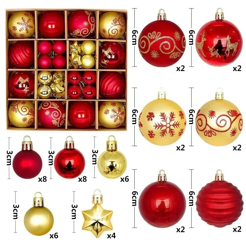 Choice Bruchsichere Weihnachtskugeln - 44 Stück, Größe 3–6 cm, Kunststoff