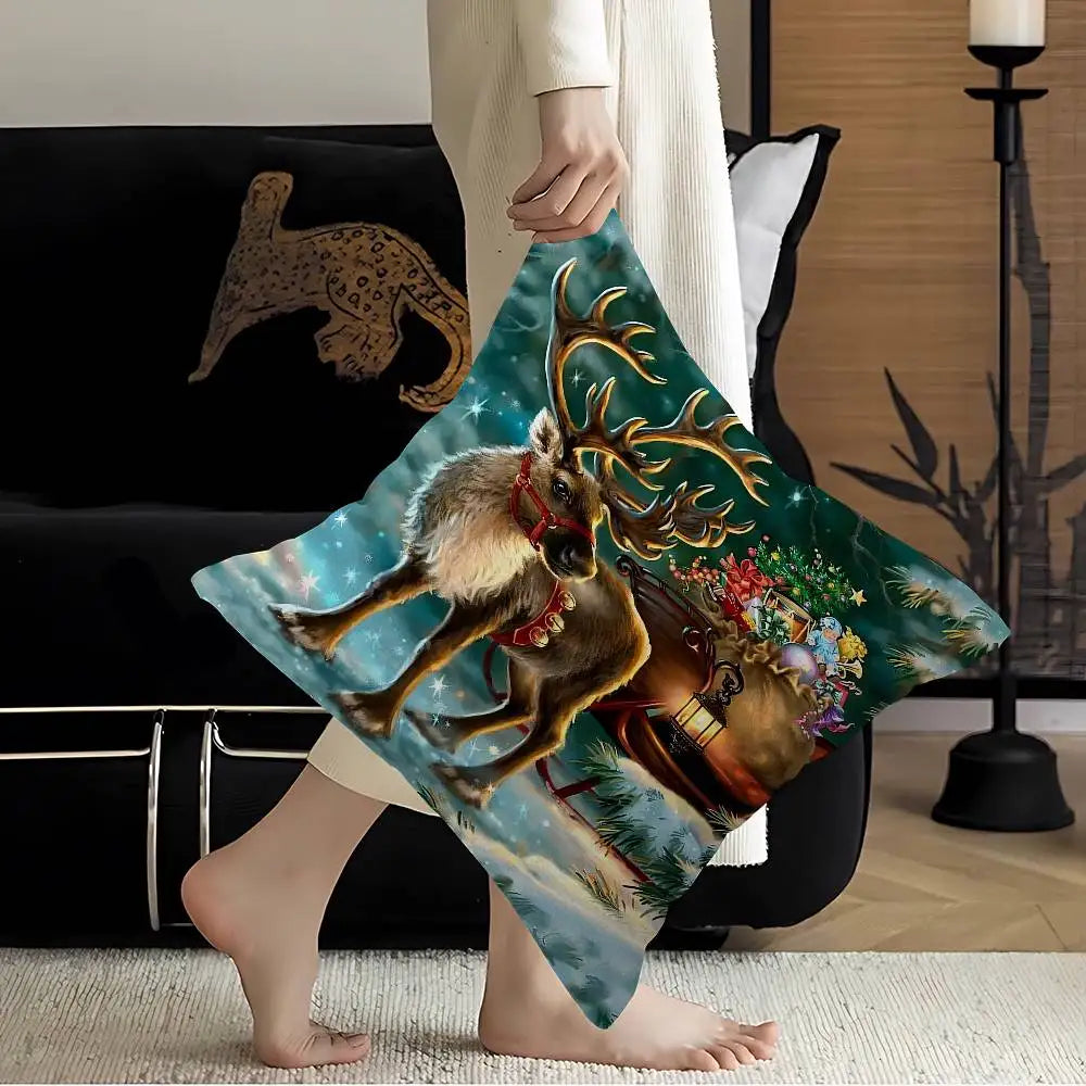 Merry Christmas Pillow Gift Home Office Decoration Bedroom Sofa Car Cushion Cover Case 45x45