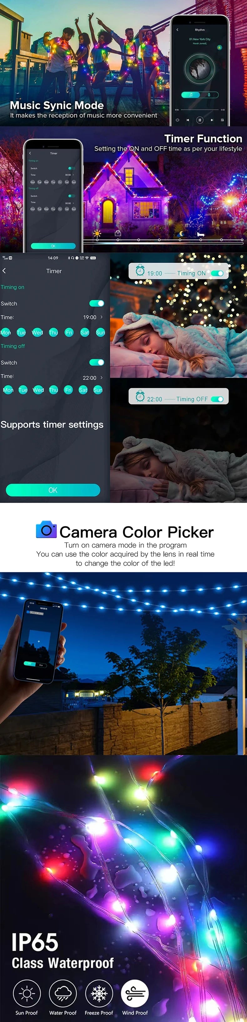 XINGZHIRAOE RGBIC LED Lichterkette - Bluetooth App Steuerung USB Länge 5 m