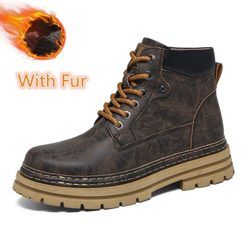 Ghete din piele YEISNDOOCN, căptușeală de pluș pentru iarnă - diverse mărimi, toc plat, tijă până la gleznă